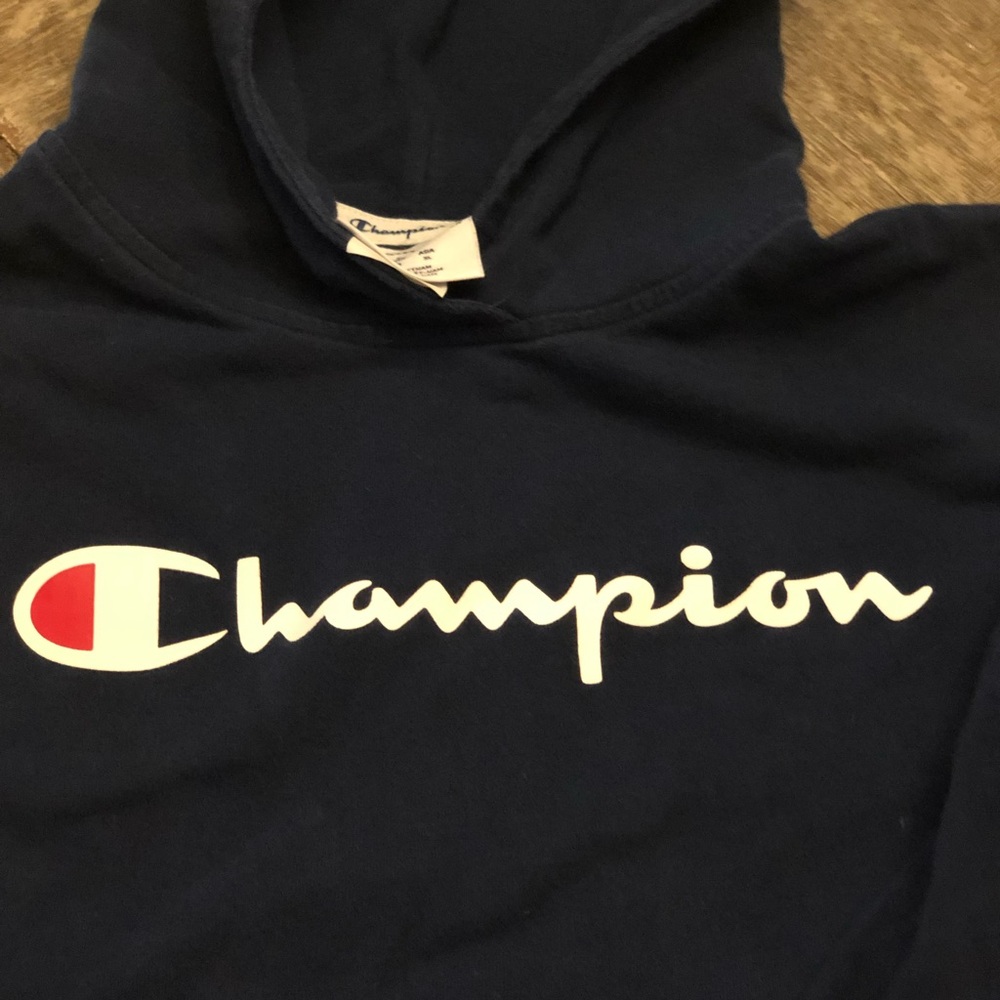 Lightweight Champion hoodie fits very large. Fits like a mens small